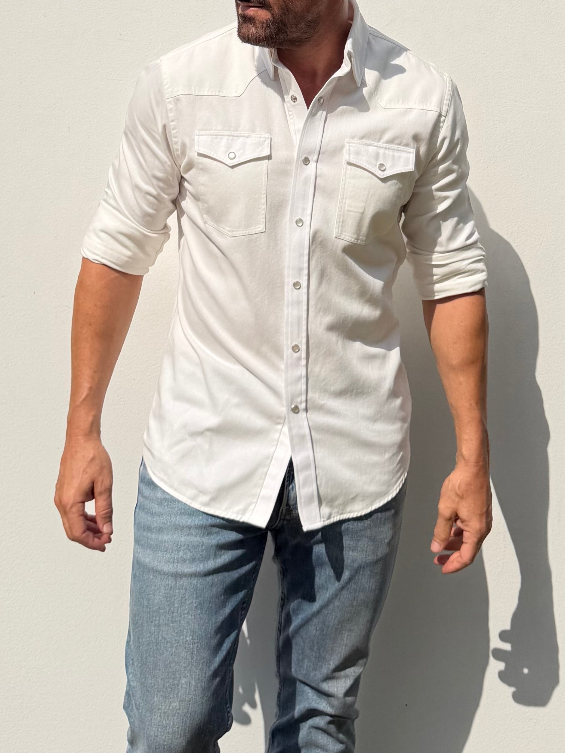 The Denim Western in Off-White - Off-White Denim