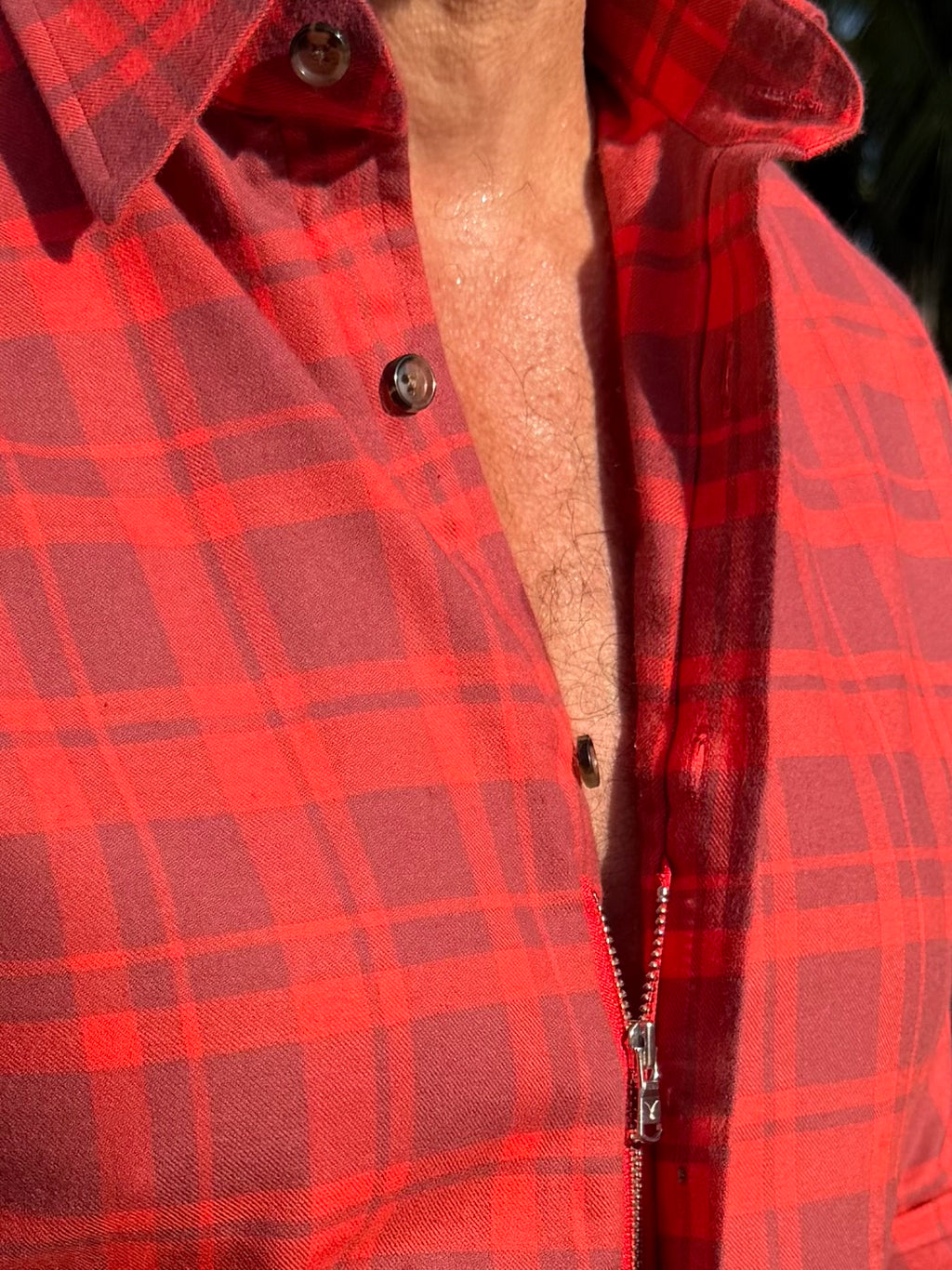 Dress Flannel - Orange with Red Plaid