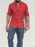 Dress Flannel - Orange with Red Plaid