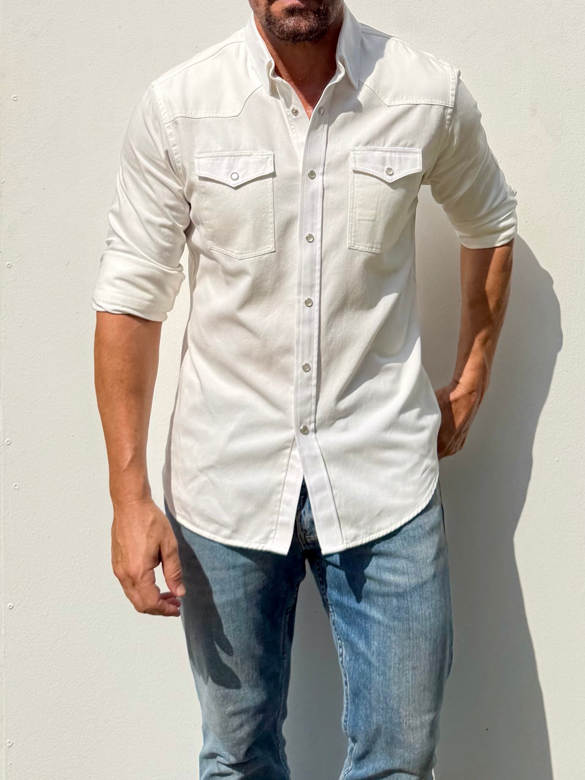 The Denim Western in Off-White - Off-White Denim