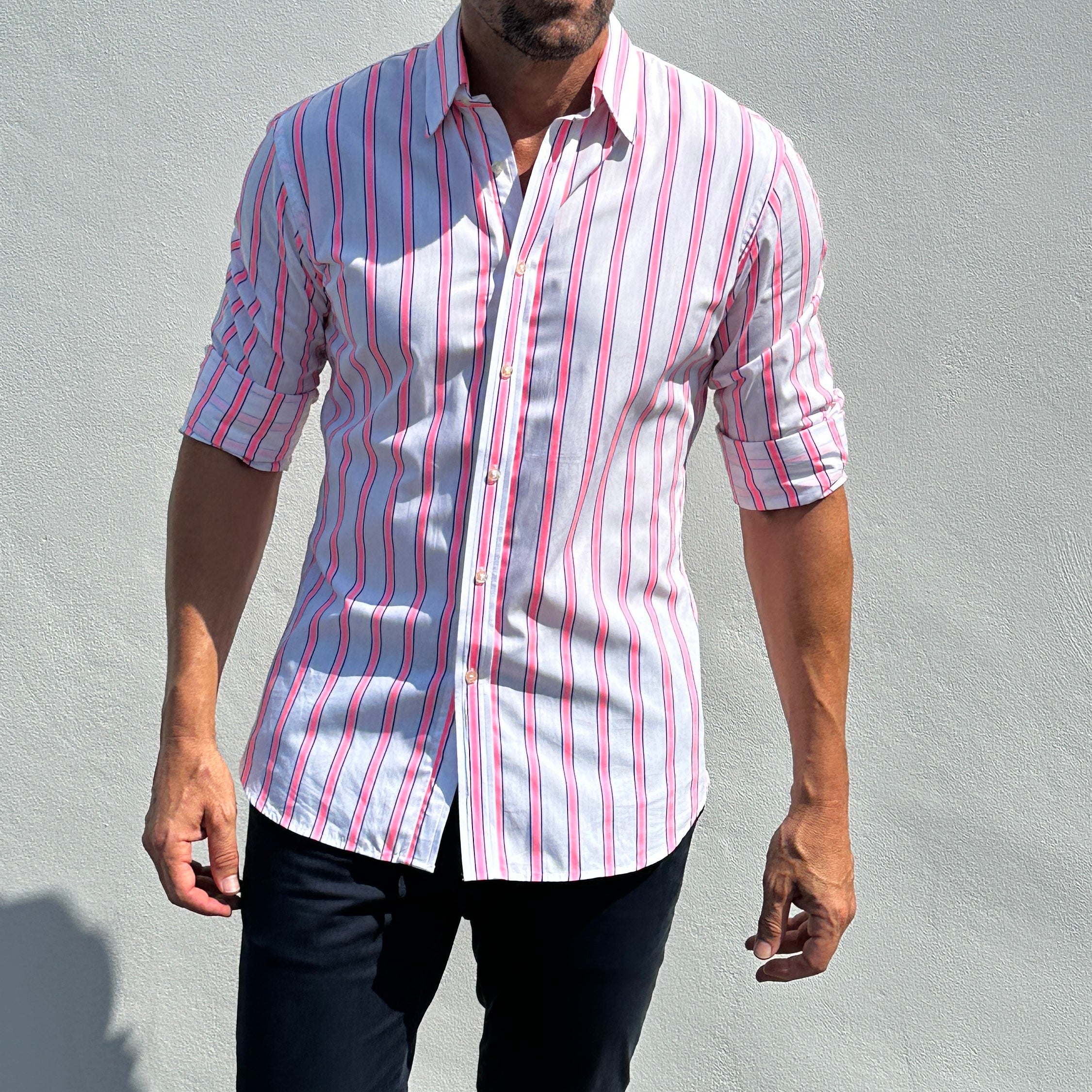 Neon Pink & Blue Stripe - Neon Pink & Blue Stripe