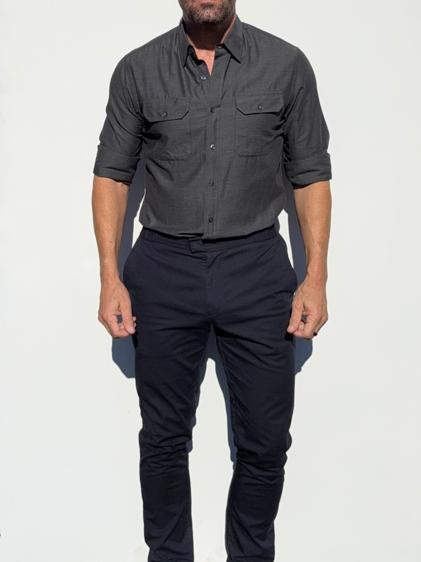 The Utility Shirt in Twill - Dark Gray