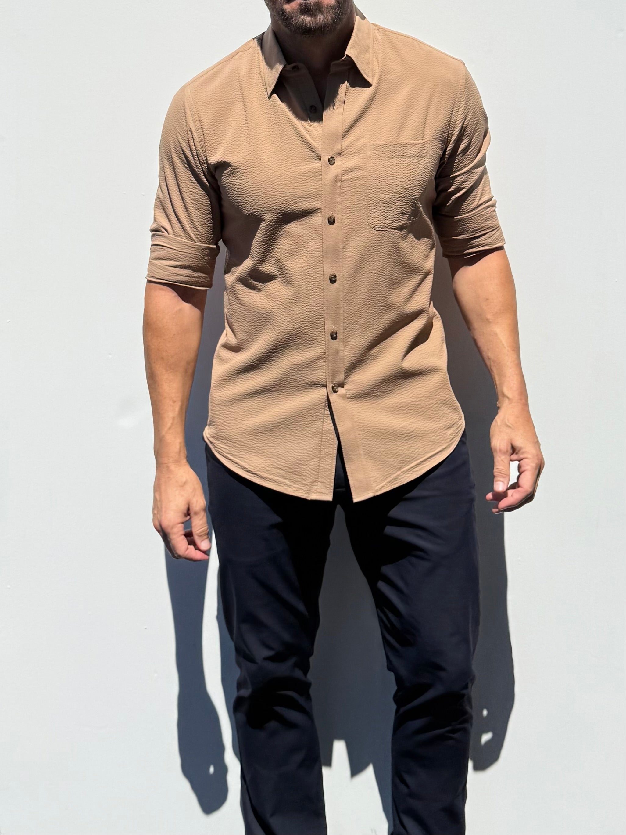 1-Pocket Seersucker - Camel- Small Batch #692