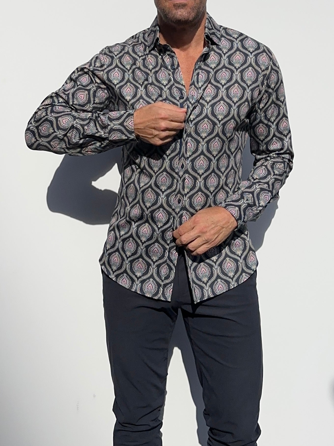 Ornate Party Shirt - Dark Blue