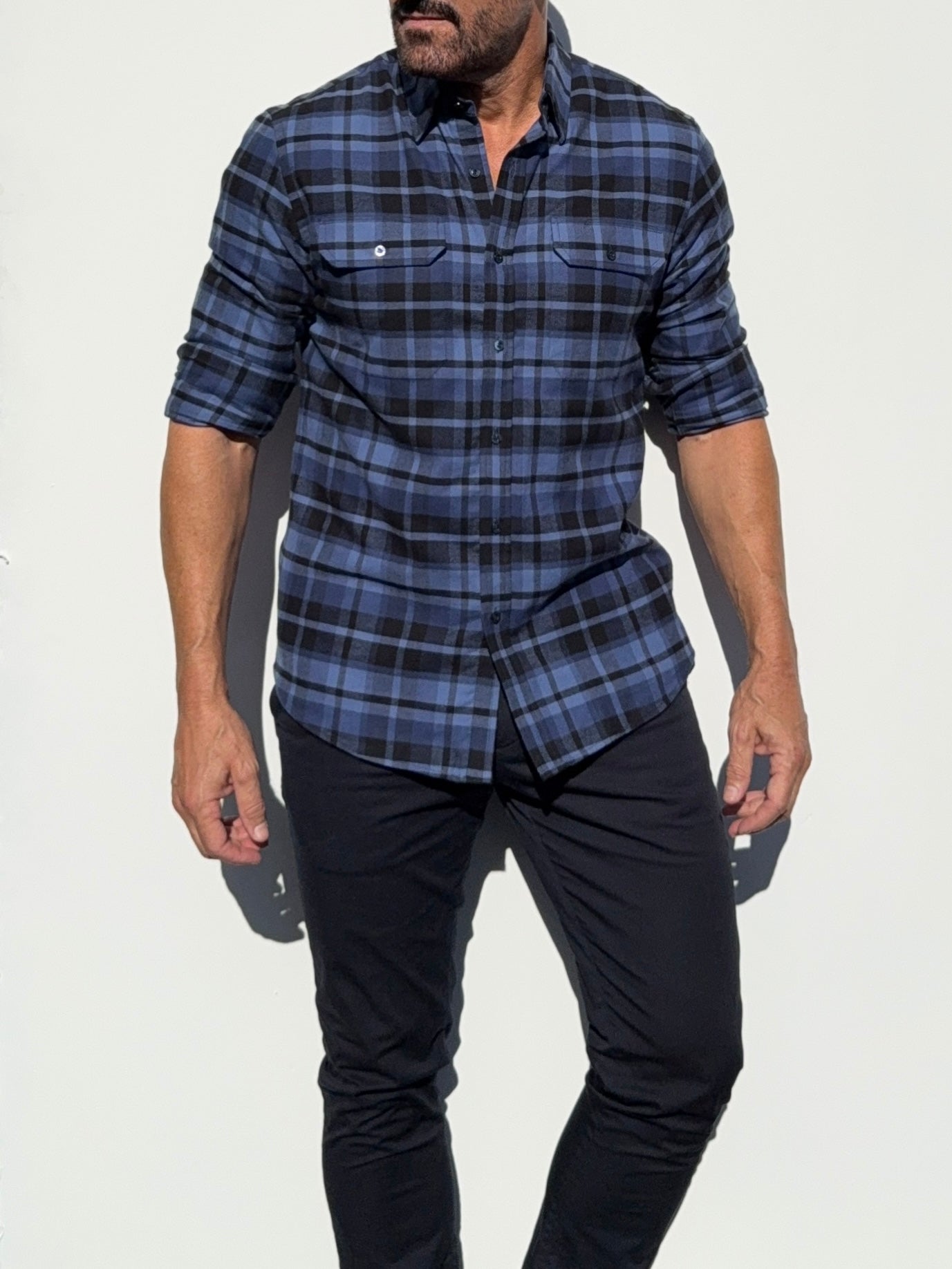 Navy & Blue Utility Flannel - Navy & Blue