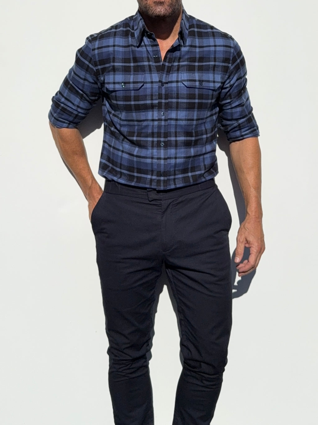 Navy & Blue Utility Flannel - Navy & Blue