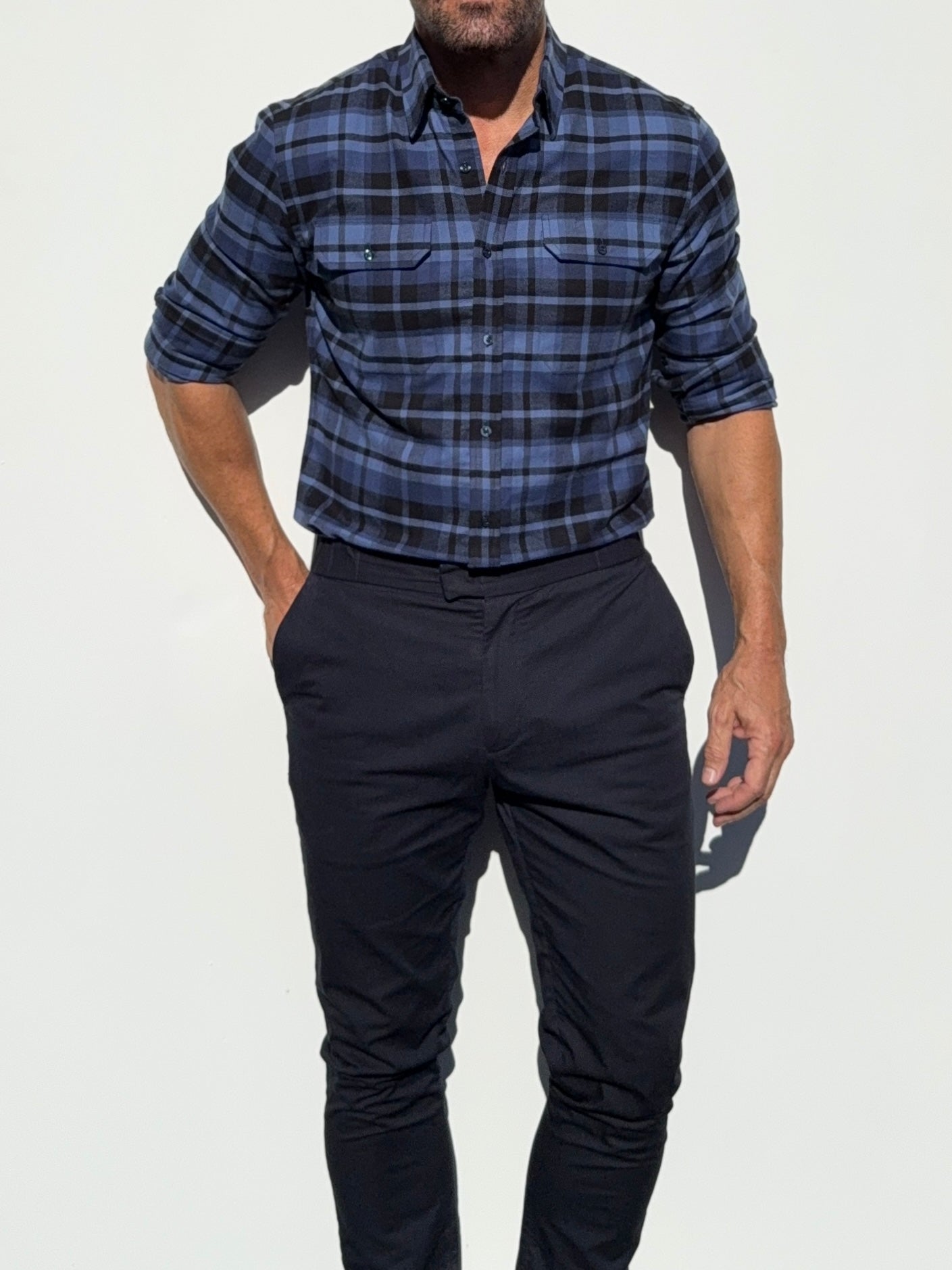 Navy & Blue Utility Flannel - Navy & Blue
