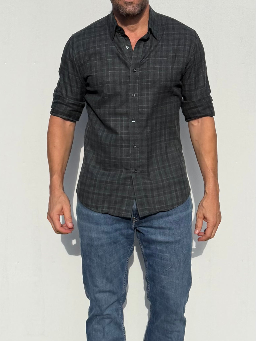 Dress Flannel - Green & Black Plaid