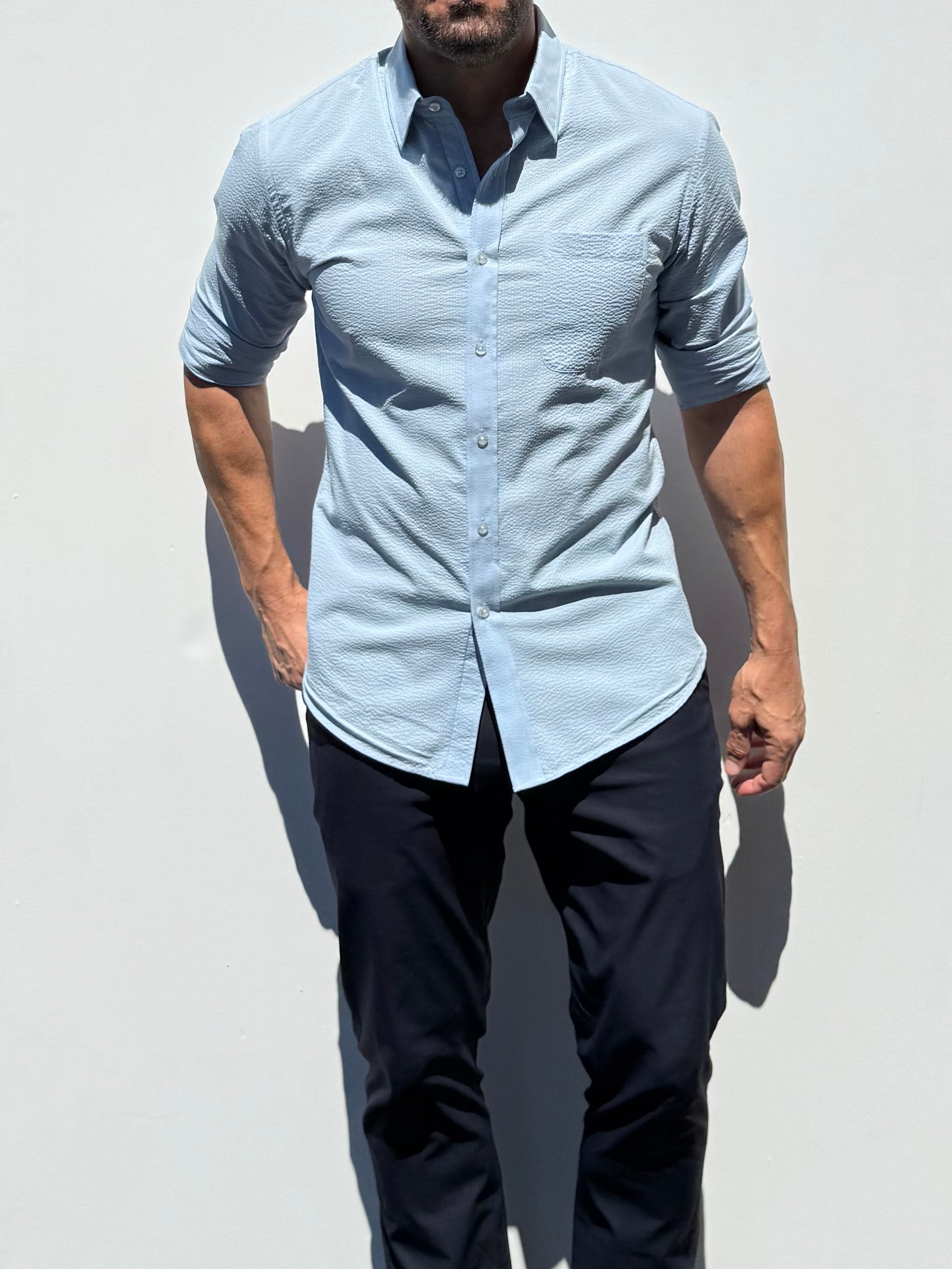 1-Pocket Seersucker - Light Blue- Small Batch #693