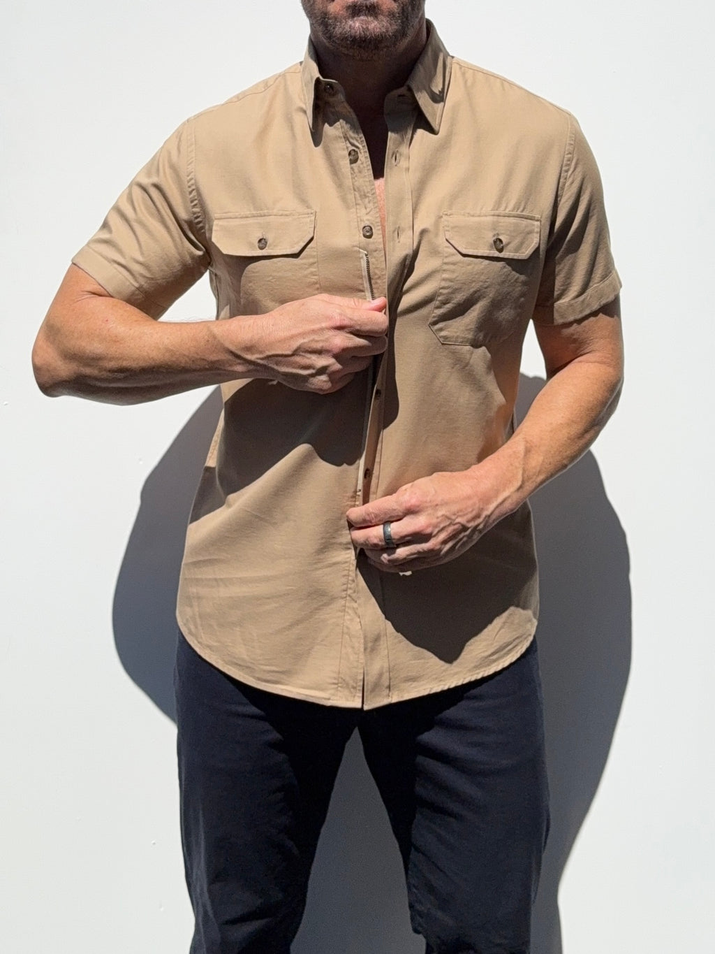The Short Sleeve Utility Shirt - Tan