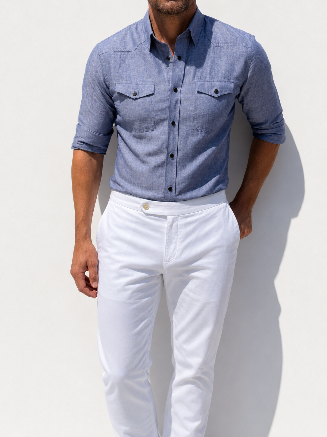 Linen Blend Western - Indigo- Small Batch #670