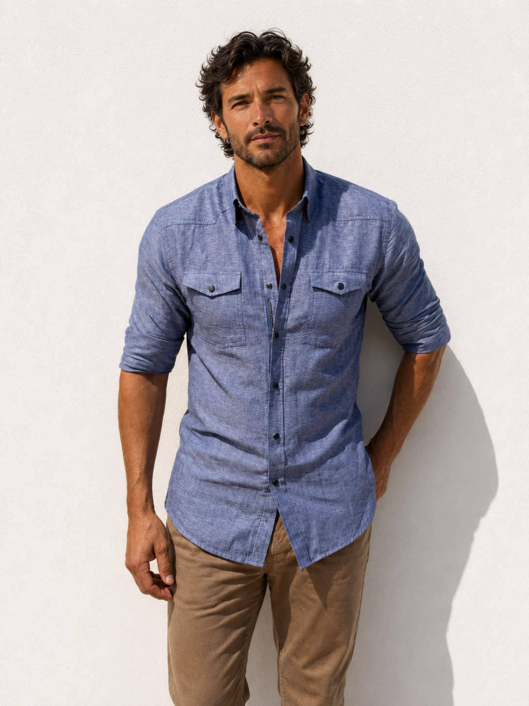 Linen Blend Western - Indigo- Small Batch #670