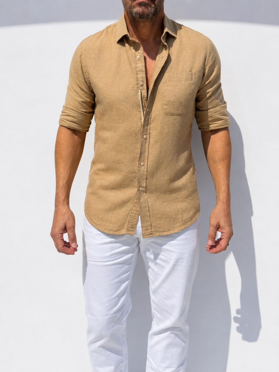 Long Sleeve 1-Pocket Robust Linen - Desert Tan- Small Batch #664