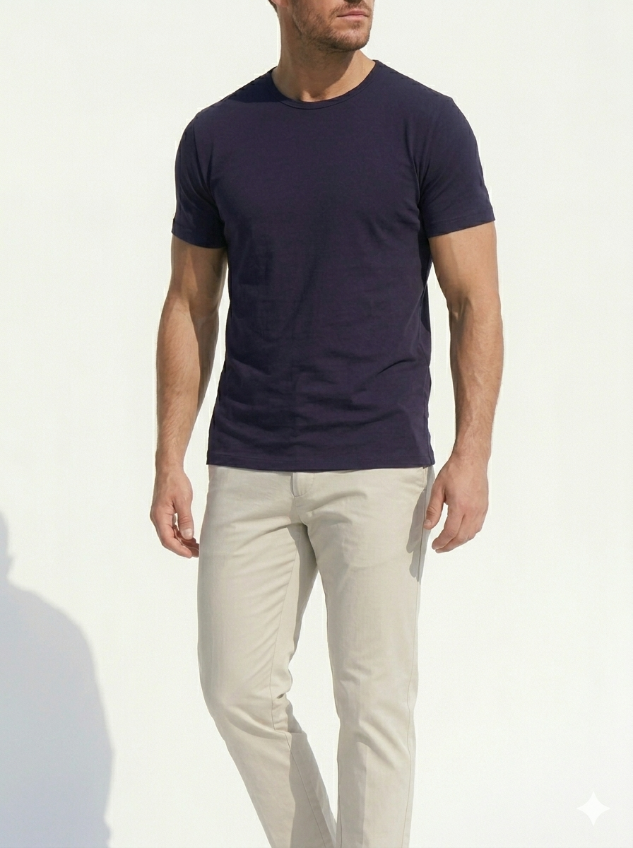 Crewneck T-shirt in Tedra™ - Navy