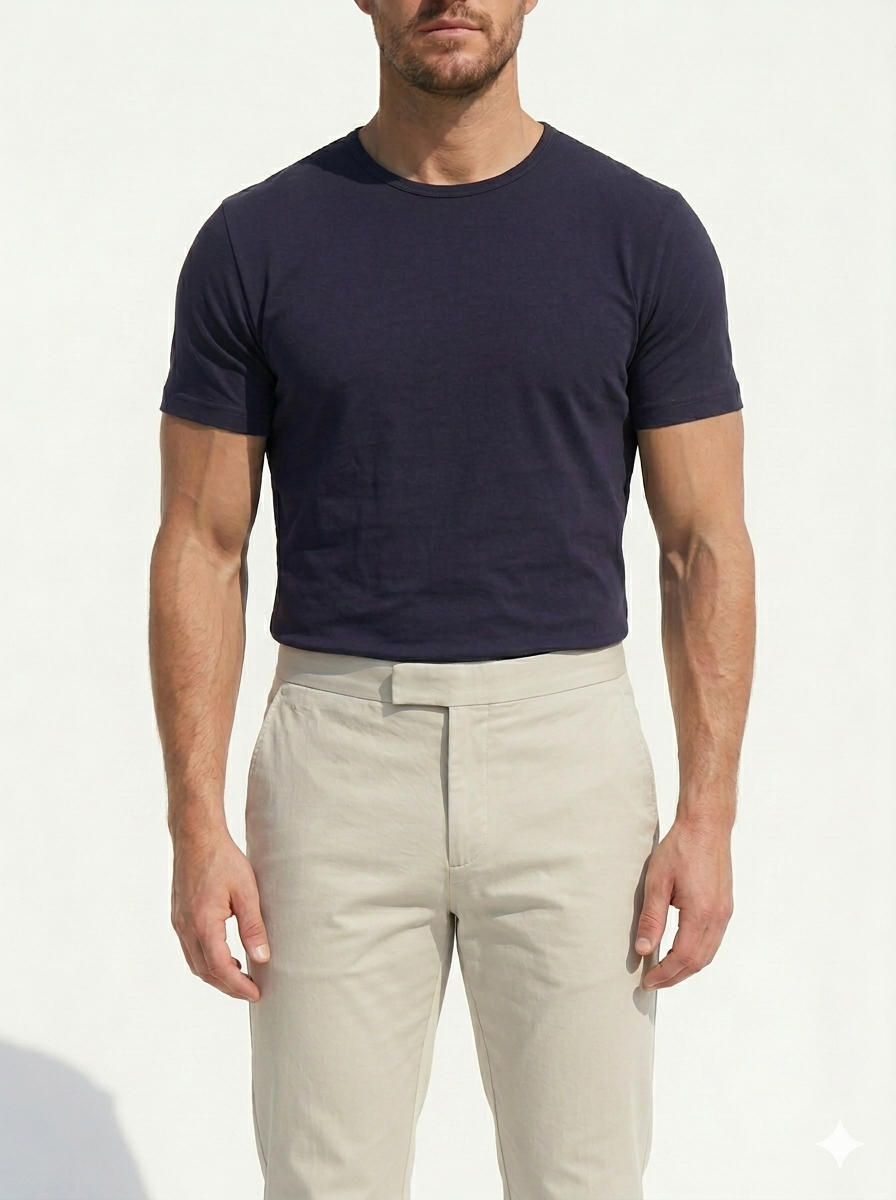 Crewneck T-shirt in Tedra™ - Navy