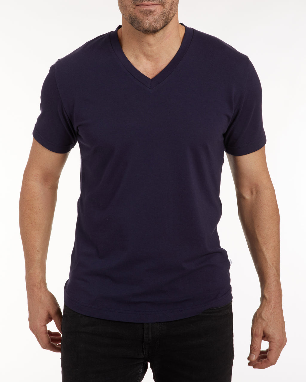V-Neck T-shirt in Tedra™ - Navy