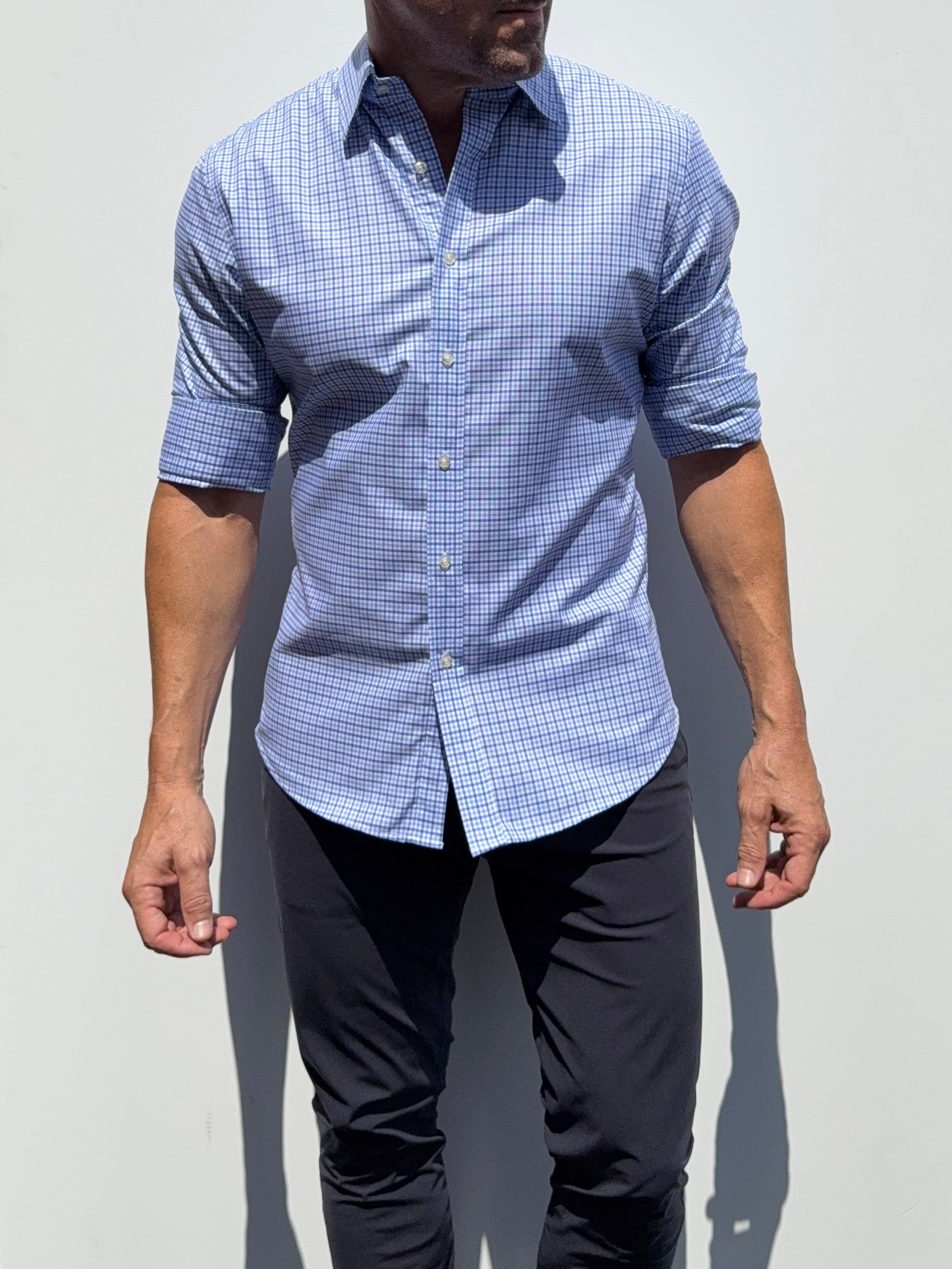 Wrinkle Resistant Plaid OG Oxford - Light Blue & Navy