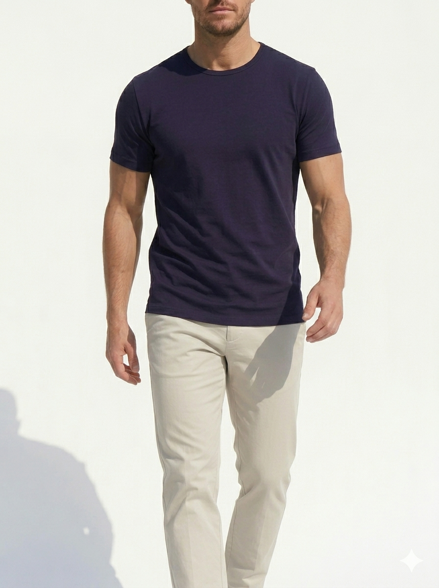 Crewneck T-shirt in Tedra™ - Navy