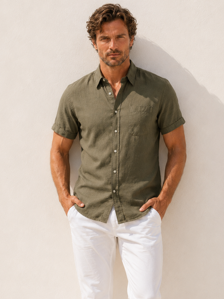 Short Sleeve 1-Pocket Robust Linen