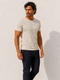 Crewneck T-shirt in Tedra™ Light - Light Stone