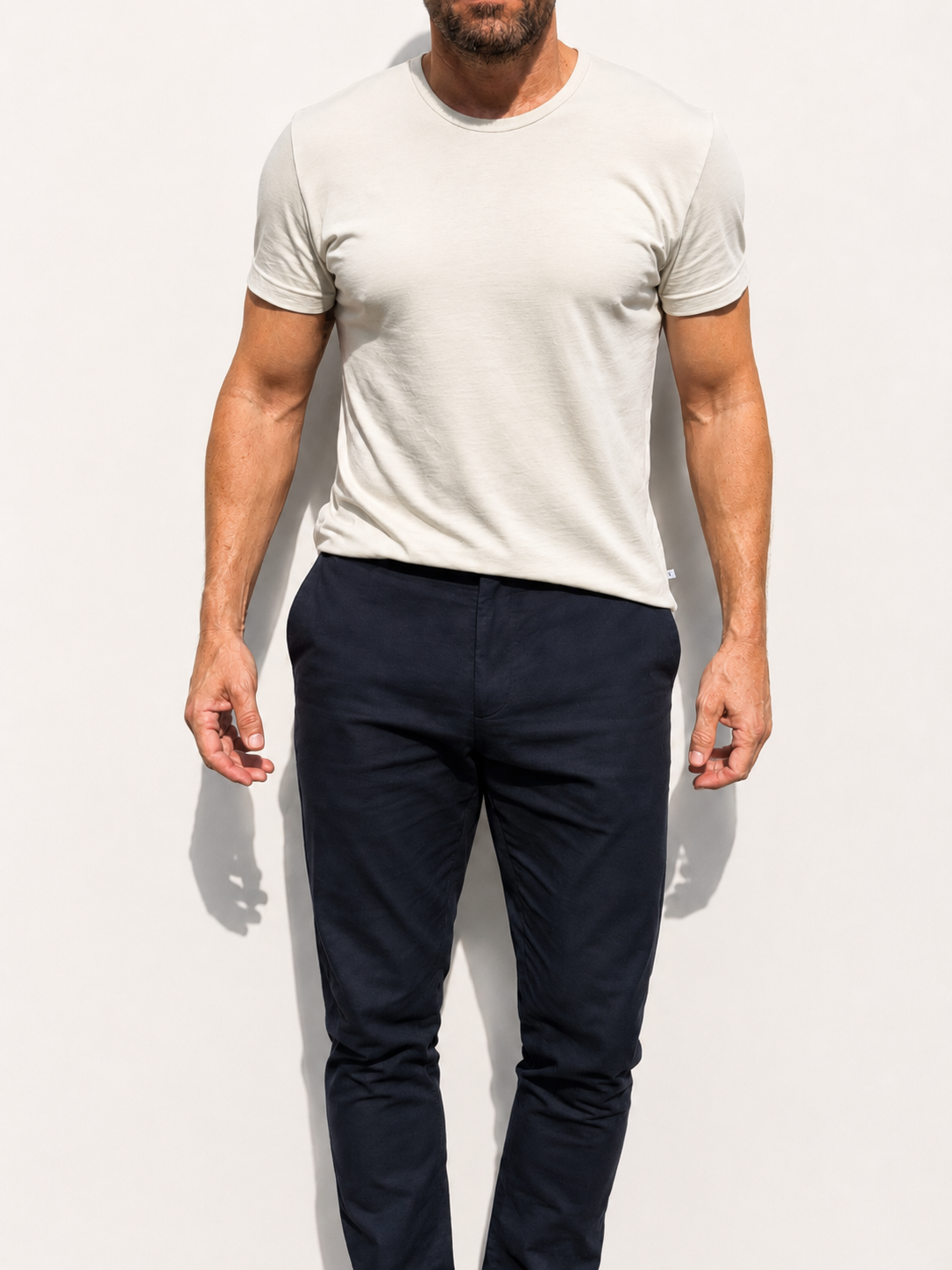 Crewneck T-shirt in Tedra™ Light - Light Stone
