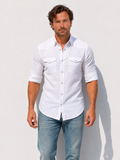 Linen Blend Western - White- Small Batch #671