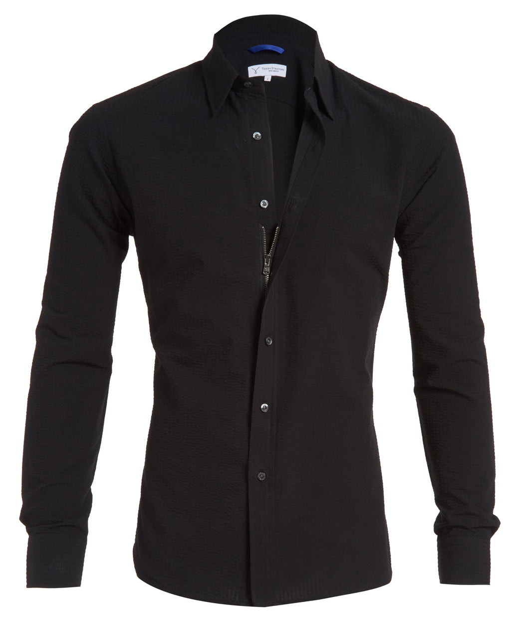 Solid Seersucker Long Sleeve - Black