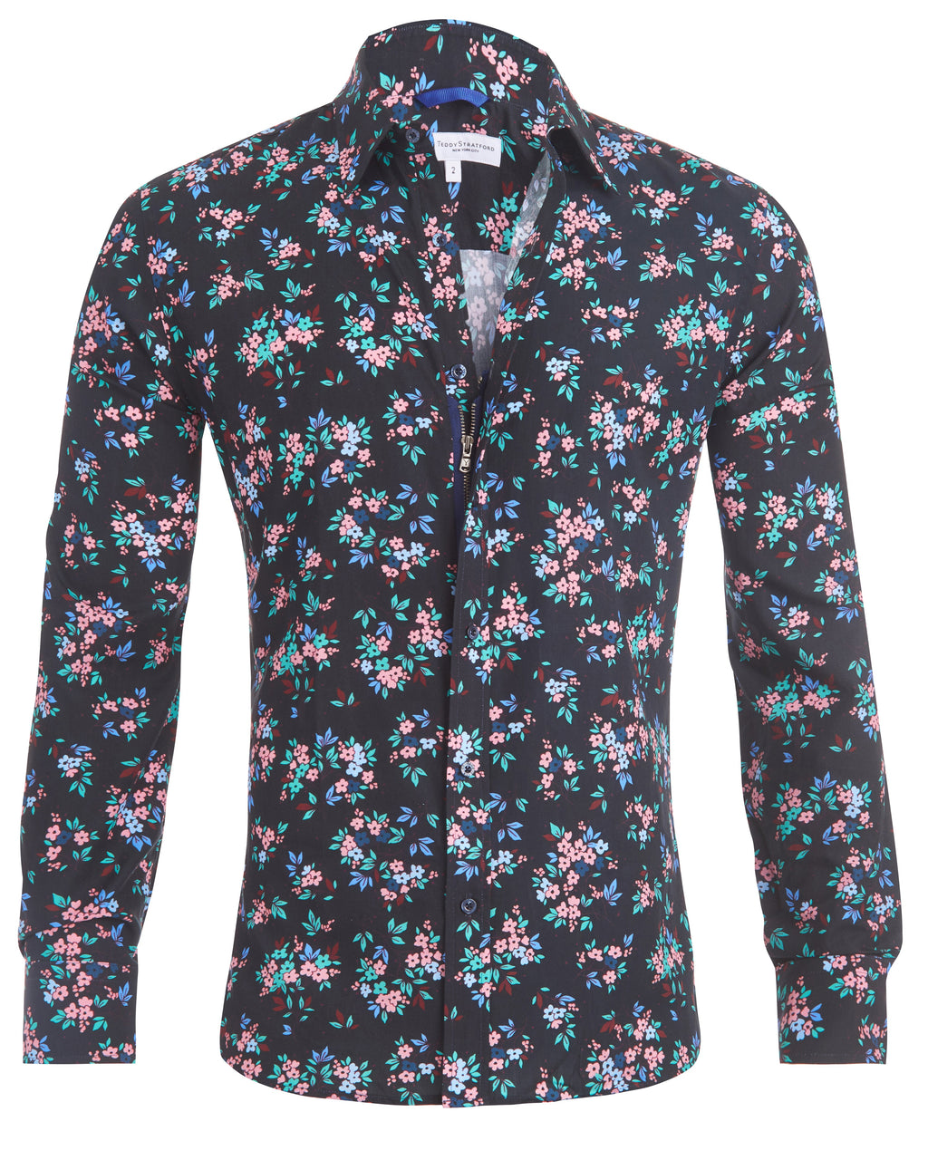 The Hanging Gardens Party Shirt - Hanging Flowers on Navy