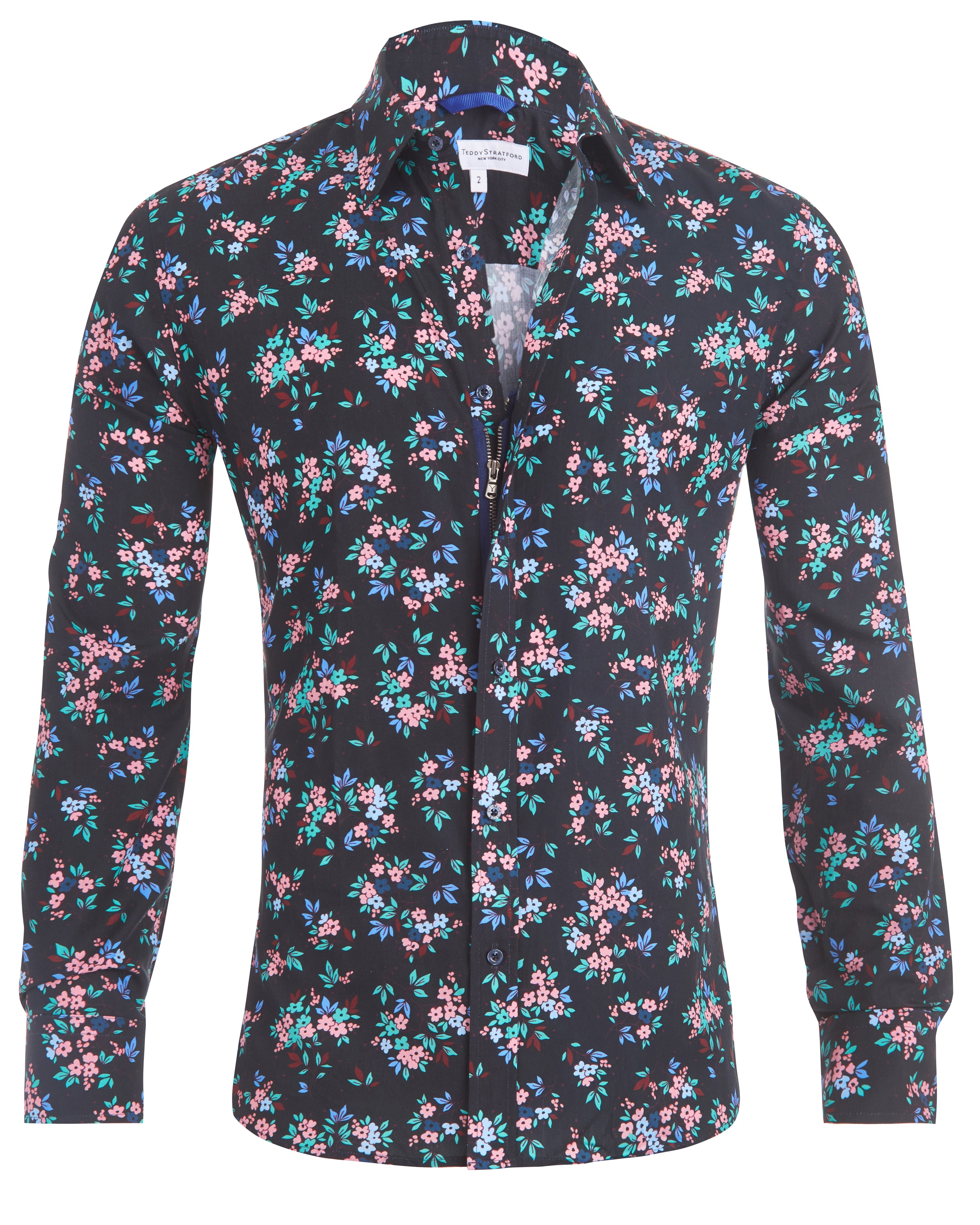 The Hanging Gardens Party Shirt - Hanging Flowers on Navy