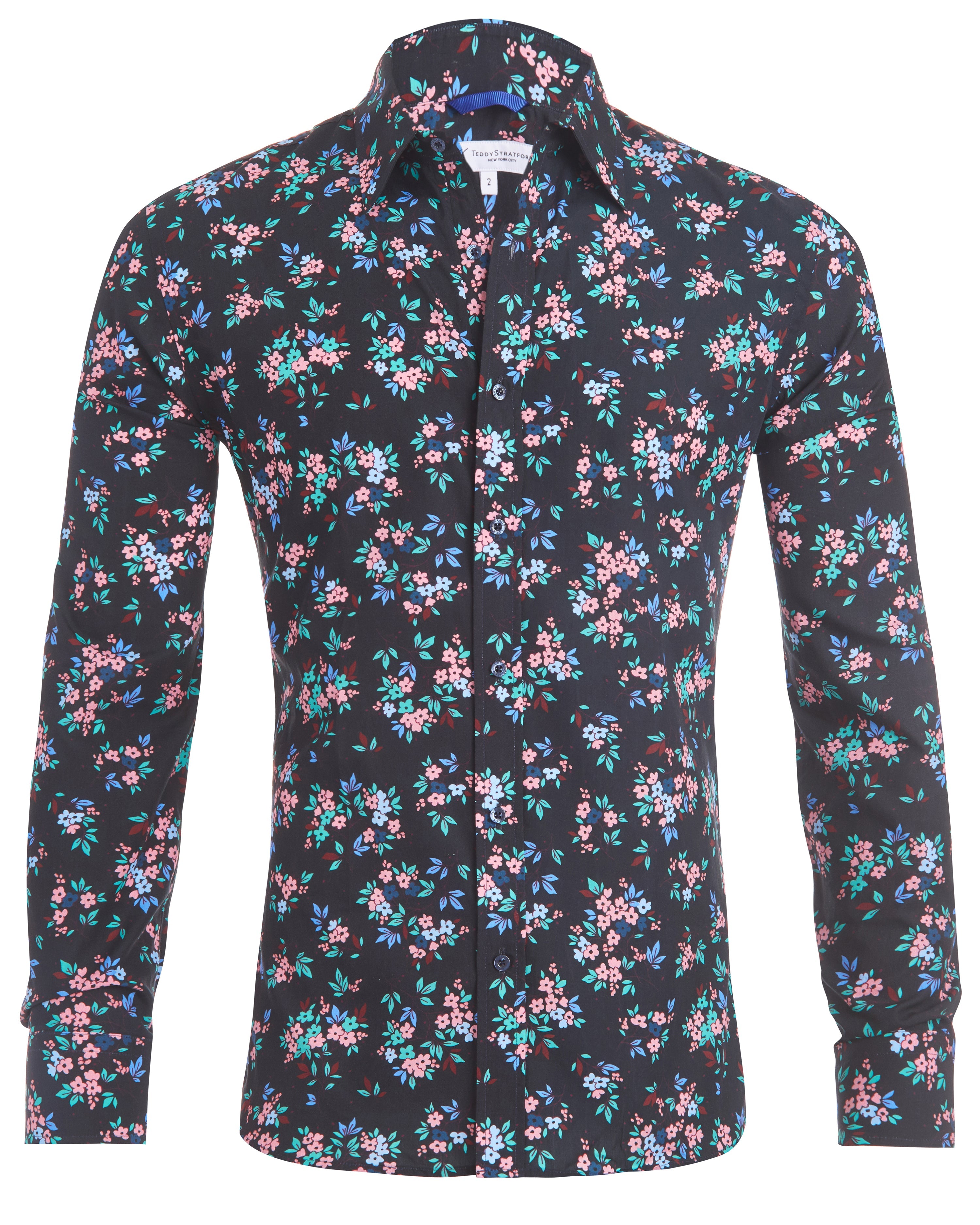 The Hanging Gardens Party Shirt - Hanging Flowers on Navy