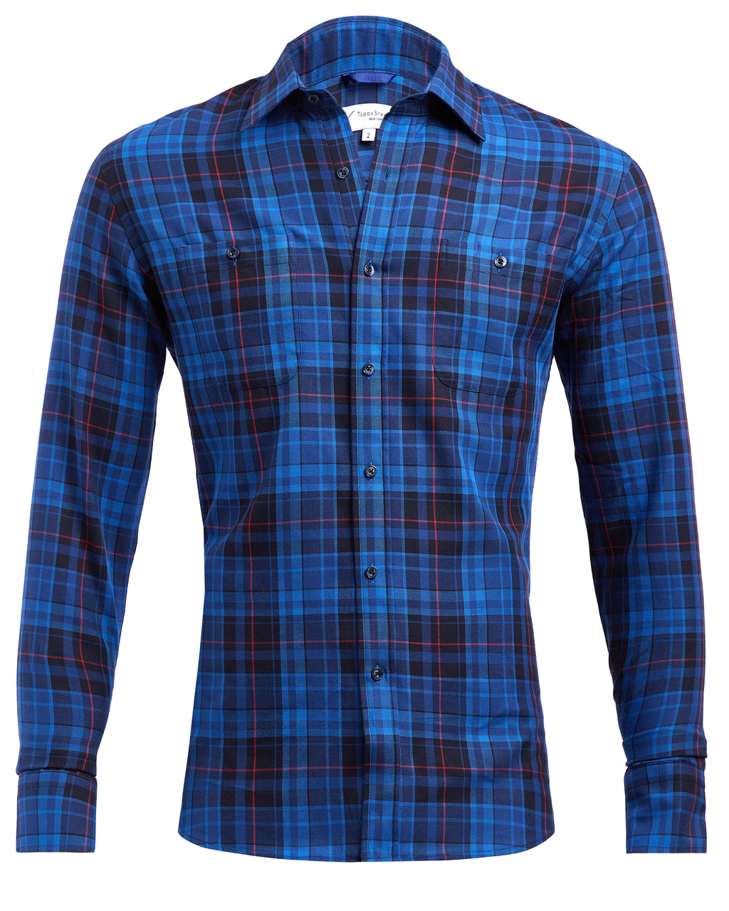 Royal Blue & Black Plaid Flannel - Royal Blue & Black Plaid  Teddy  Stratford