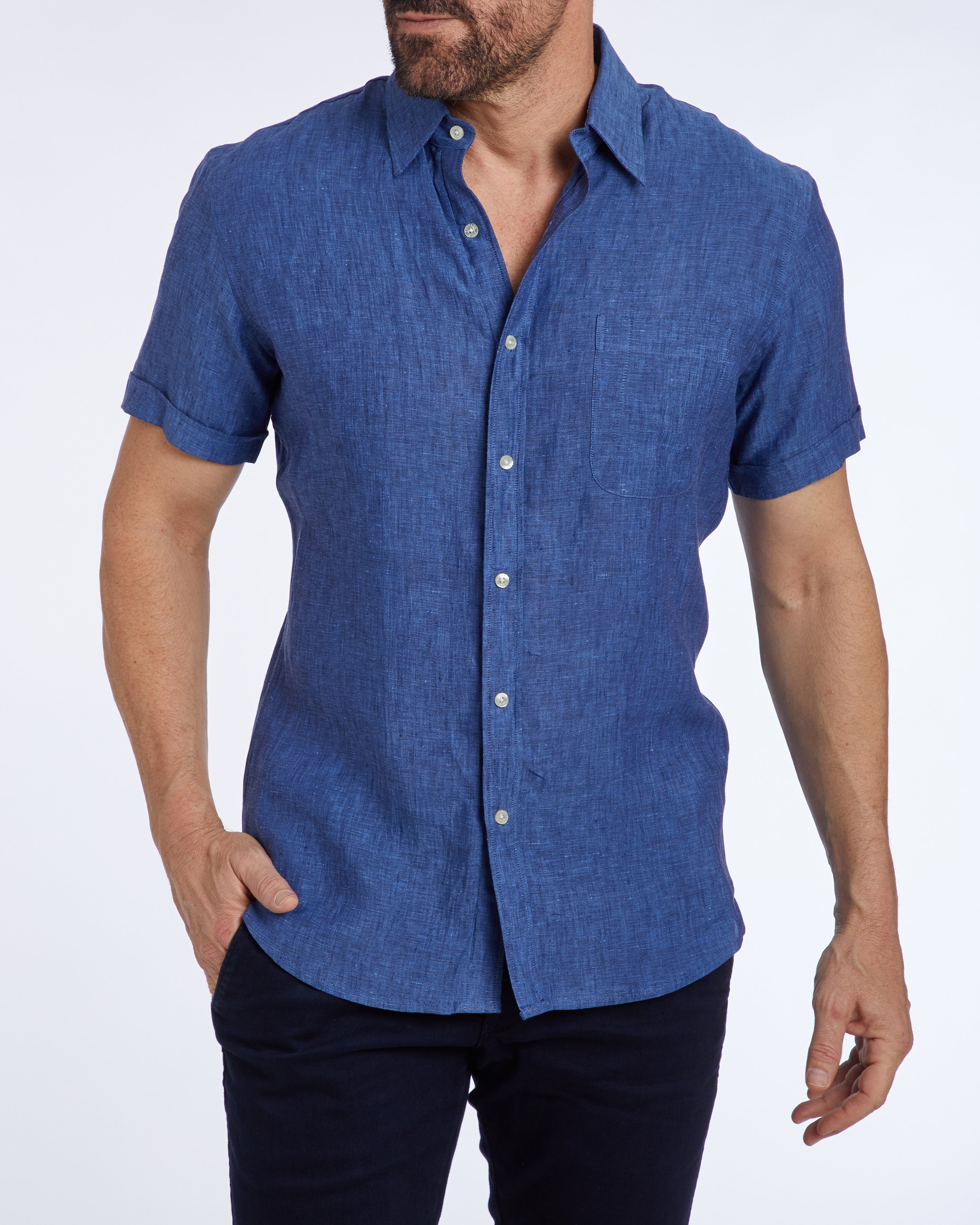 Short Sleeve 1-Pocket Linen - Tan Khaki