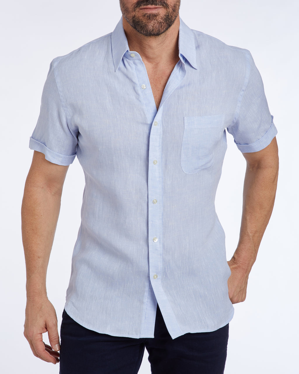 Short Sleeve 1-Pocket Linen - Tan Khaki