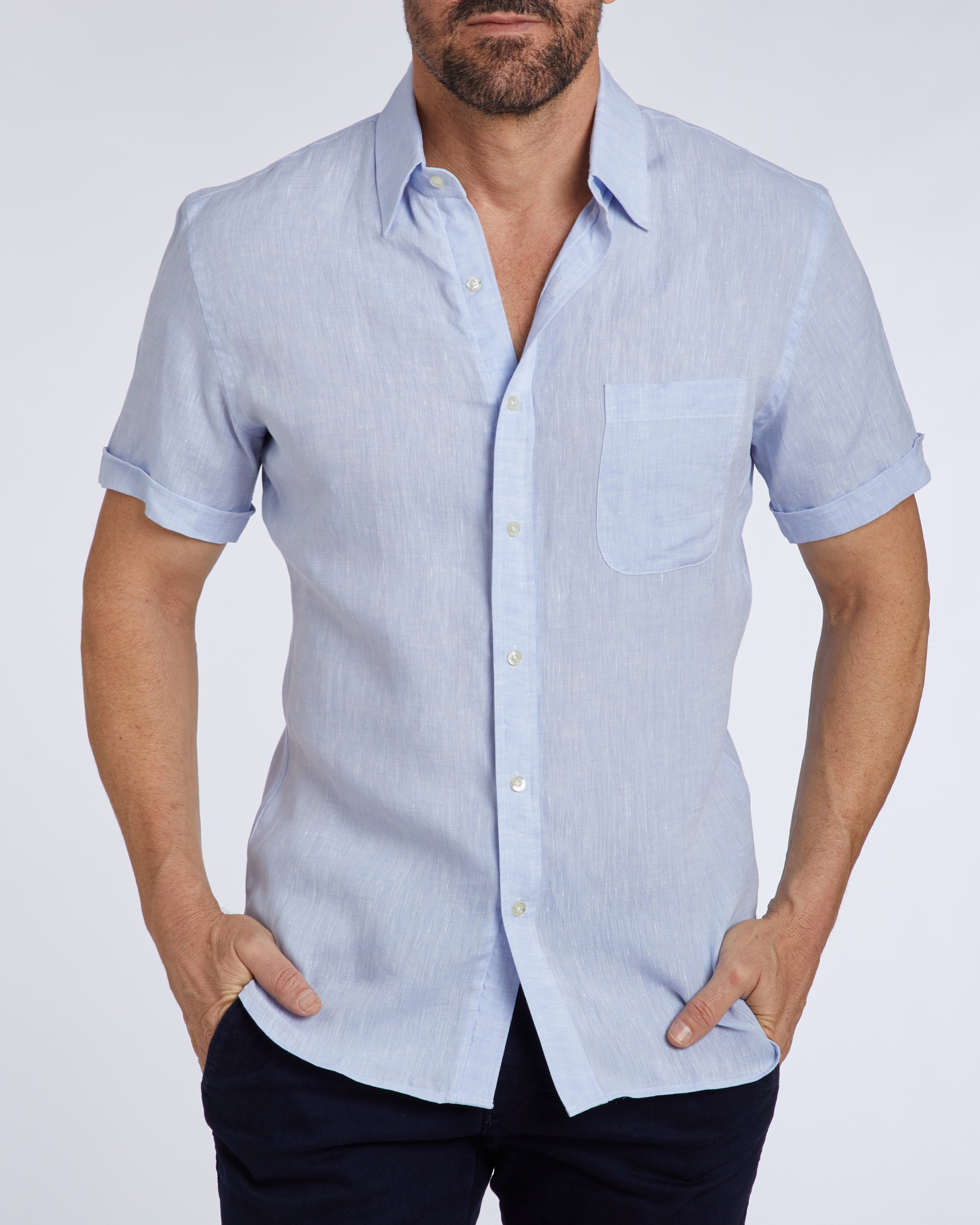 Short Sleeve 1-Pocket Linen - Tan Khaki