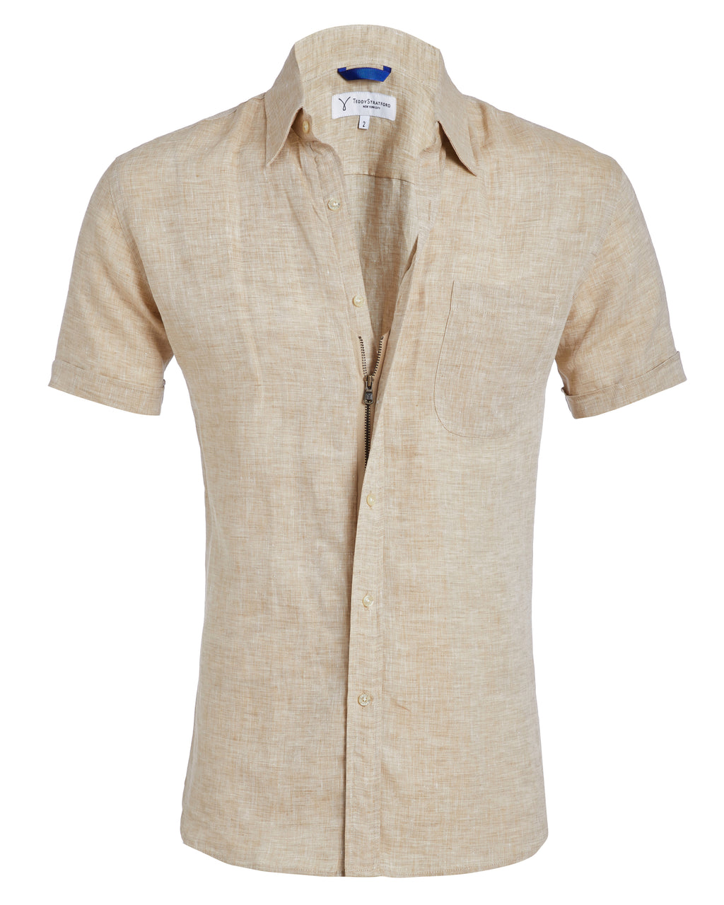 Short Sleeve 1-Pocket Linen - Tan Khaki