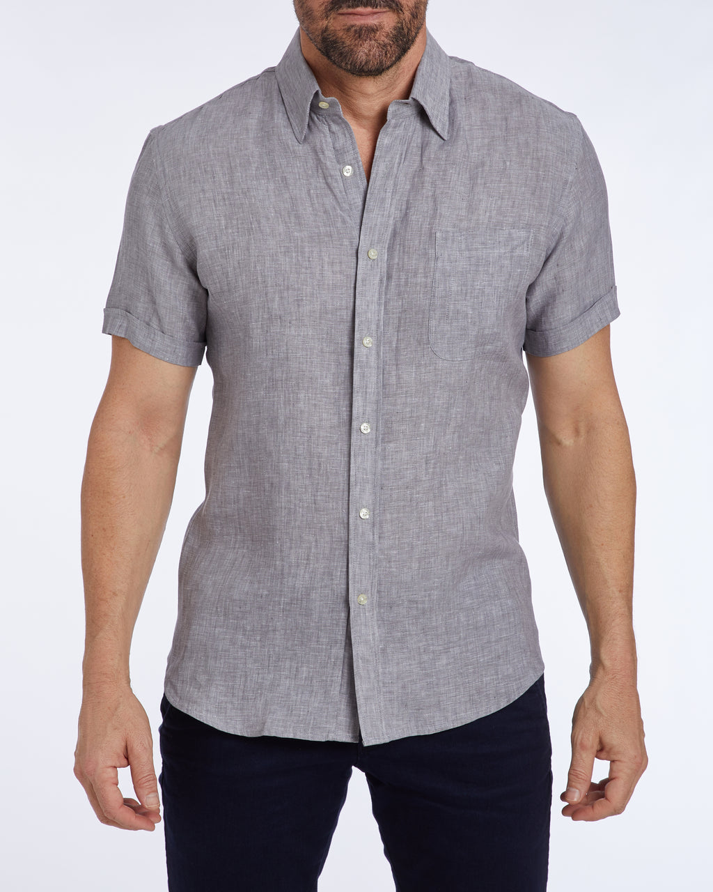 Short Sleeve 1-Pocket Linen - Tan Khaki