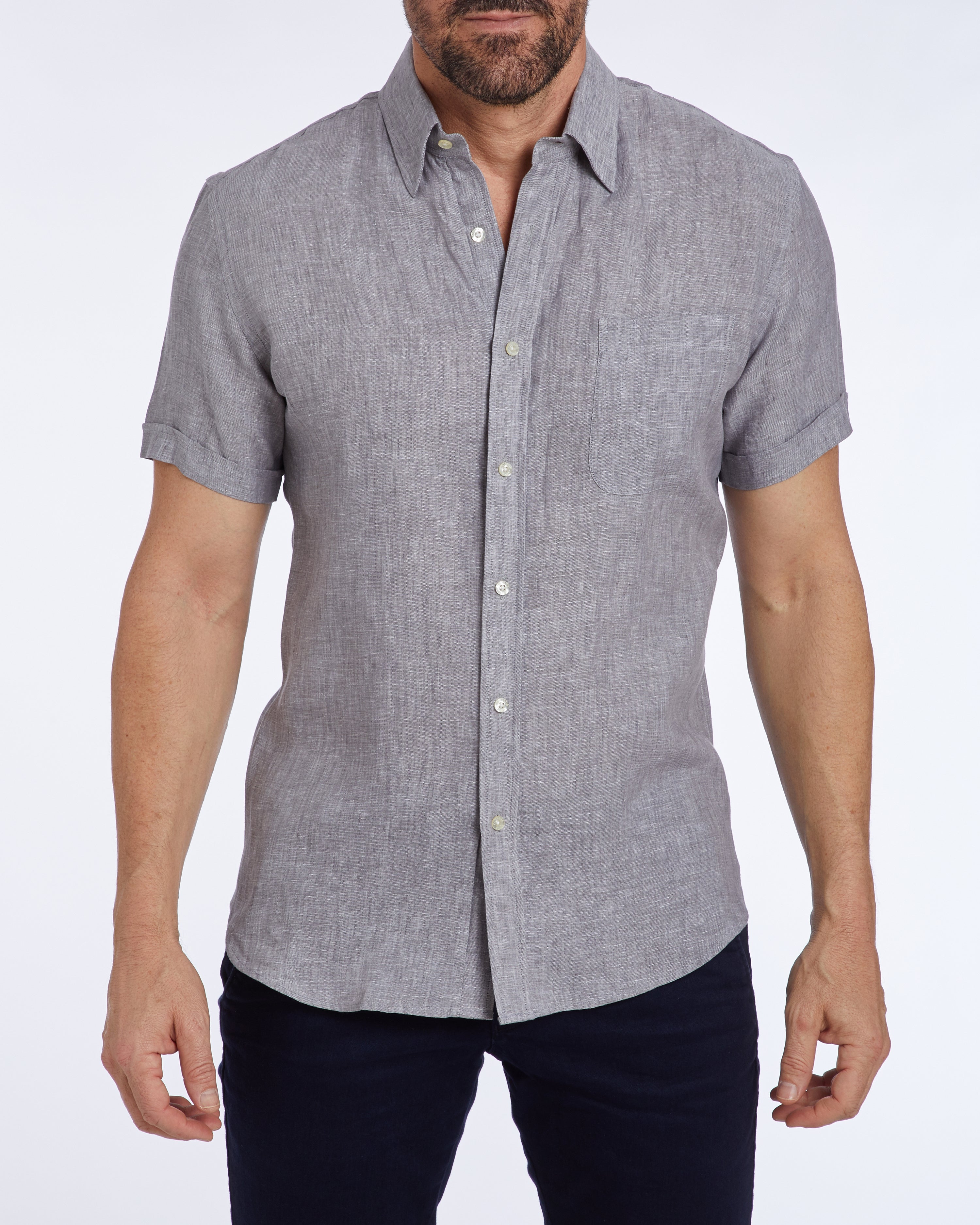 Short Sleeve 1-Pocket Linen - Tan Khaki