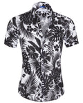 Linen Floral Party Shirt - Black Flowers on White