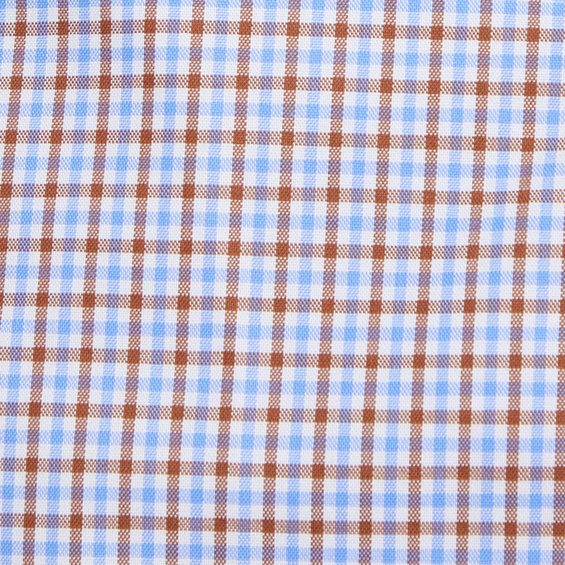 Wrinkle Resistant Plaid Oxford- Small Batch Series - Brown & Light Blue