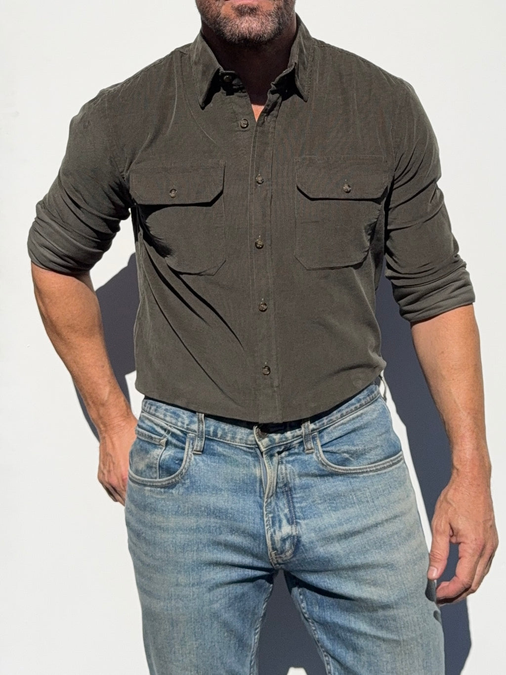 The Corduroy Work Shirt - Army Green