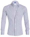 The NYC Pinstriped Poplin - Small Batch #285 White w/Navy Stripe