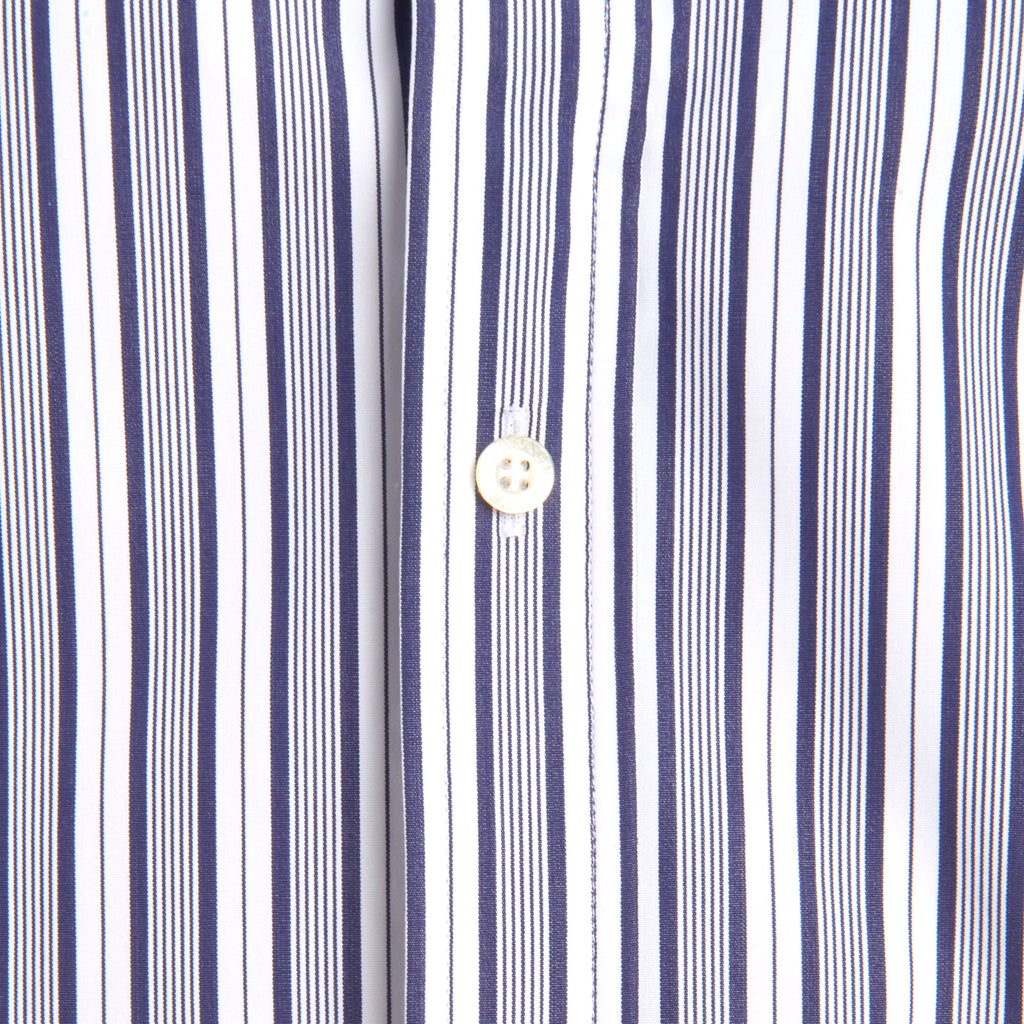 The NYC Pinstriped Poplin - Small Batch #285 White w/Navy Stripe